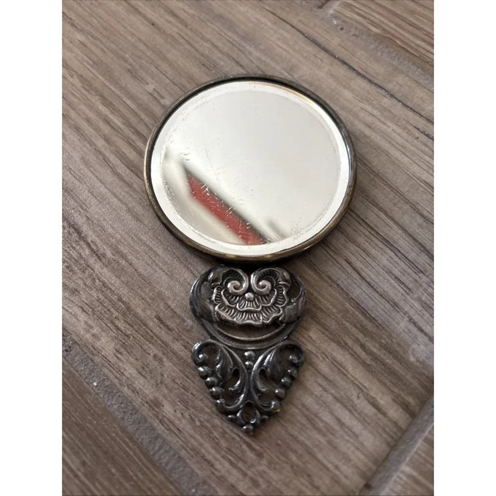 Hans Jensen Pocket Beveled Mirror Silver plate Vintage MCM Handheld Makeup 4.25